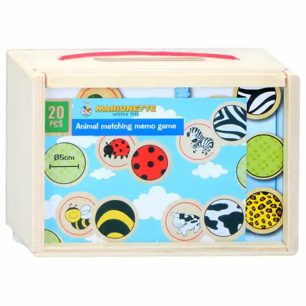 Uitverkoop Houten Memospel Dier en Huid, 20dlg.