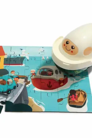 Meest Verkocht Houten Legpuzzel Haven met Stoomboot, 24st.