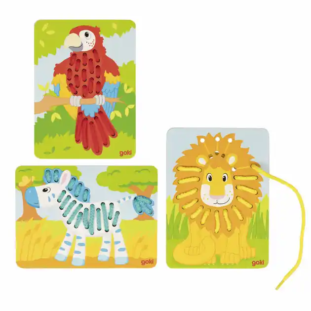 Uitverkoop Goki Houten Rijgpuzzels, 3st.