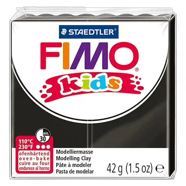 FIMO Kids Boetseerklei Zwart, 42gr Finale Uitverkoop