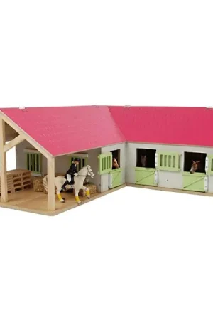 Koop Online Kids Globe Paardenhoekstal met 3 Boxen en Berging Roze 1:24