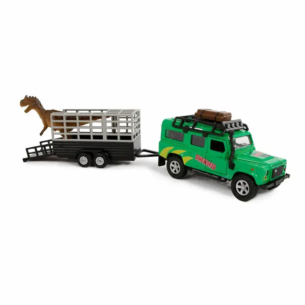 Koop Vandaag Kids Globe Die-cast Land Rover met Dino-trailer, 29cm