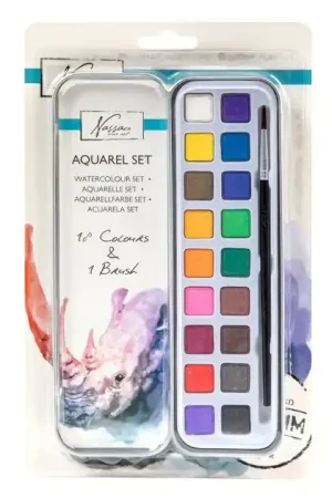 Direct Beschikbaar Nassau Aquarel Verfset, 18 kleuren