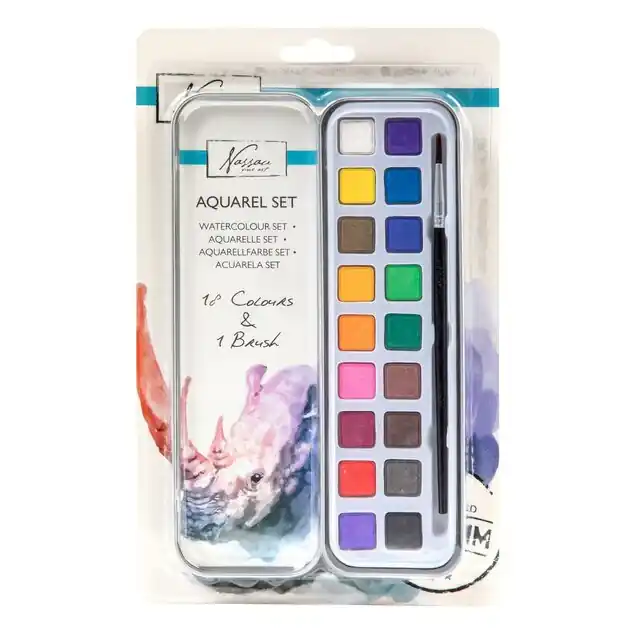 Direct Beschikbaar Nassau Aquarel Verfset, 18 kleuren