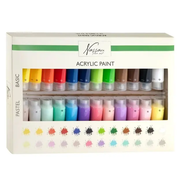Speciale Aanbieding Nassau Acrylverf Basis en Pastelkleuren, 24x22ml