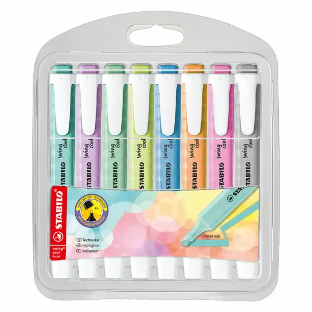 STABILO swing cool Pastel - Markeerstift - Set Met 8 Stuks Gereduceerde Prijs