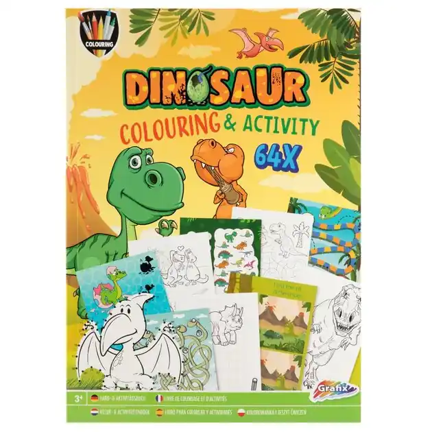 Kleur- en Activiteitenboek Dino, 64pag. Direct Beschikbaar