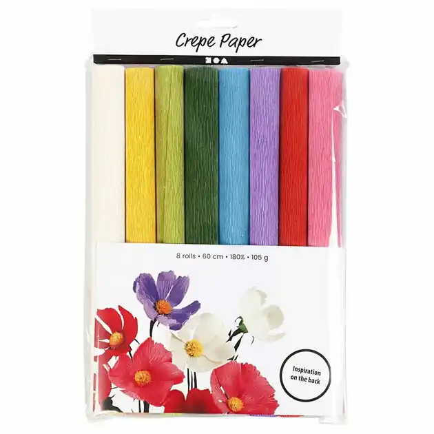 Crêpepapier Standaard Kleuren, 8 Vellen Snelle Levering