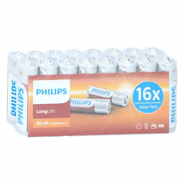 Philips Longlife AA Batterij, 16st. Hoge Kwaliteit