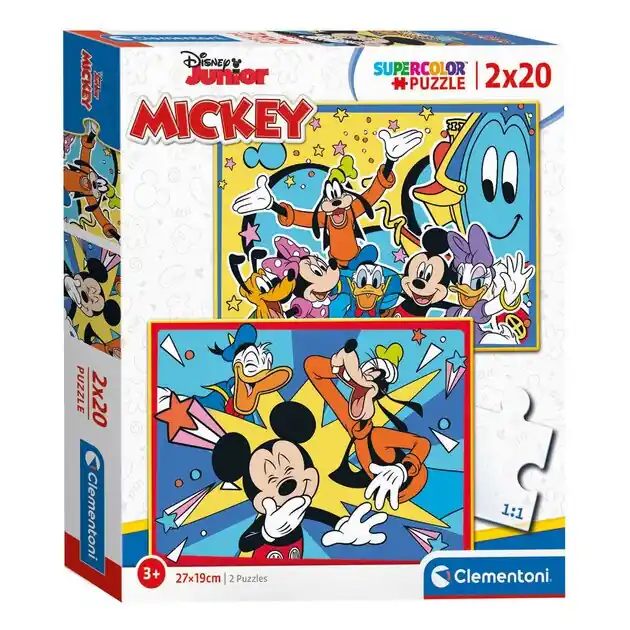 Clementoni Puzzel Mickey Mouse, 2x20st. Favoriet