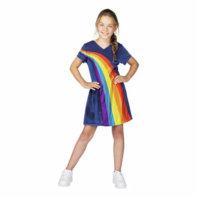 K3 Verkleedjurk - Regenboog Blauw, 6-8 jaar Beperkt Aanbod