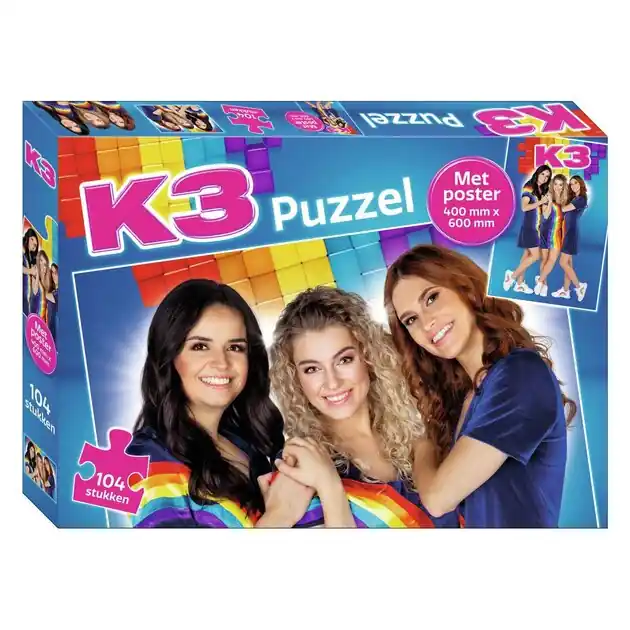 K3 Puzzel met Poster, 104st. Populair