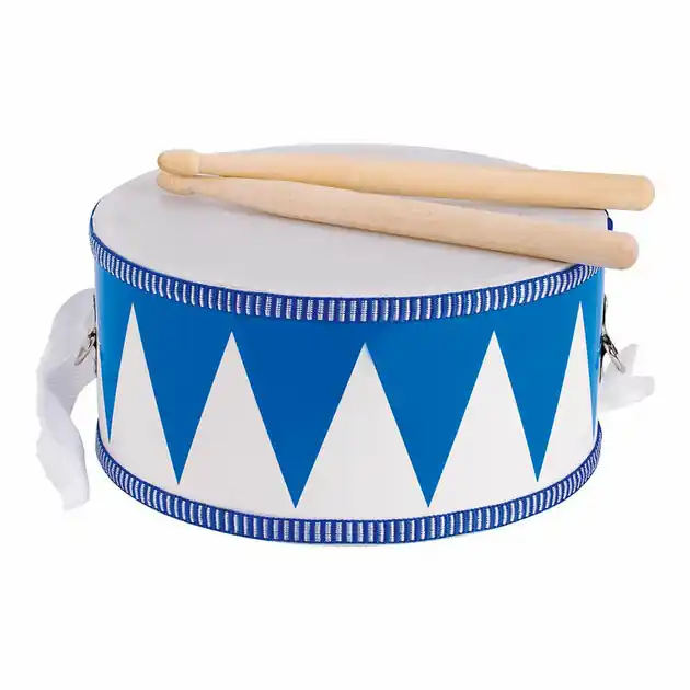 Goki Houten Trommel met Stokken Blauw/Wit Gereduceerde Prijs
