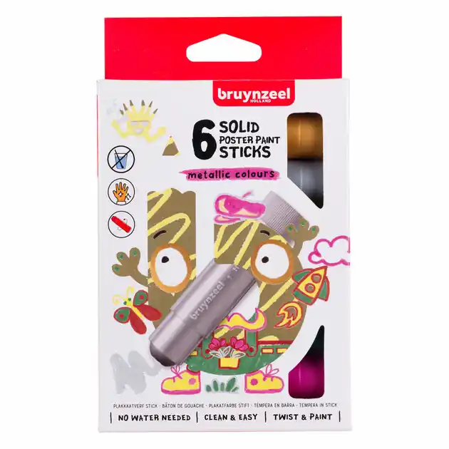 Aanbieding Bruynzeel Plakkaatverf Sticks Metallic, 6st.