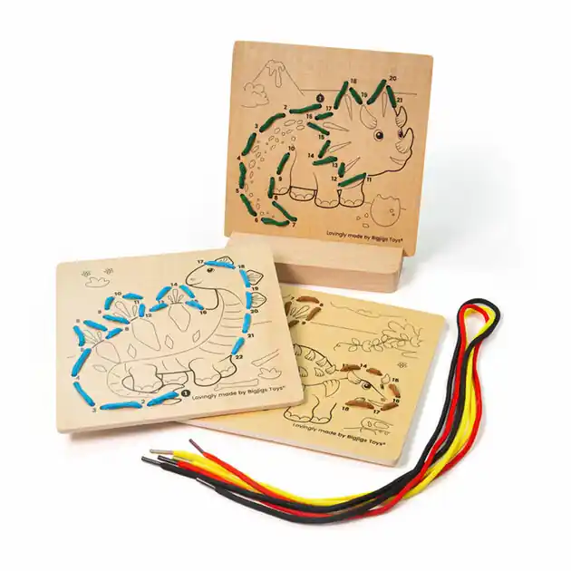 Korting Bigjigs Rijgen op Nummer Dinosaurus Hout