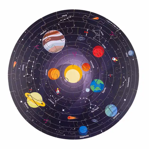 Bigjigs Vloerpuzzel Zonnestelsel Rond, 39cm Direct Verzonden
