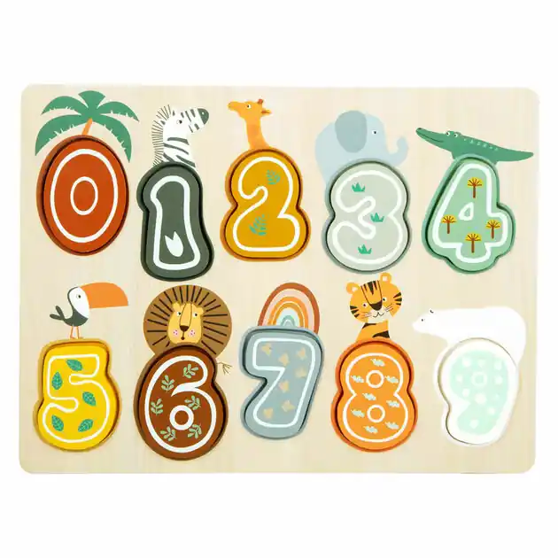 Small Foot - Houten Cijfer Puzzel Safari Express Levering