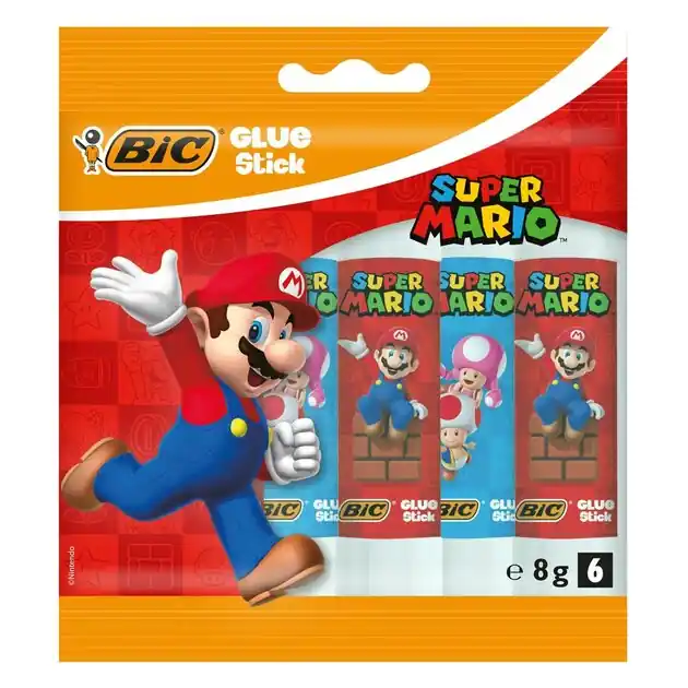 BIC Super Mario Lijmstiften, 6st. Superprijs