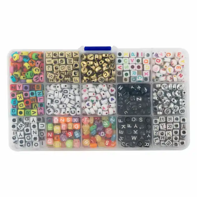 Uitverkoop Letter Kralen in Opbergbox, 15 Designs