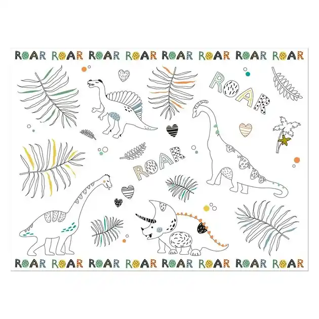 Kleurplaat Placemat Dino Roars, 6st. Superprijs