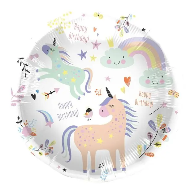 Dagaanbieding Folieballon Happy Birthday Unicorns 45cm.