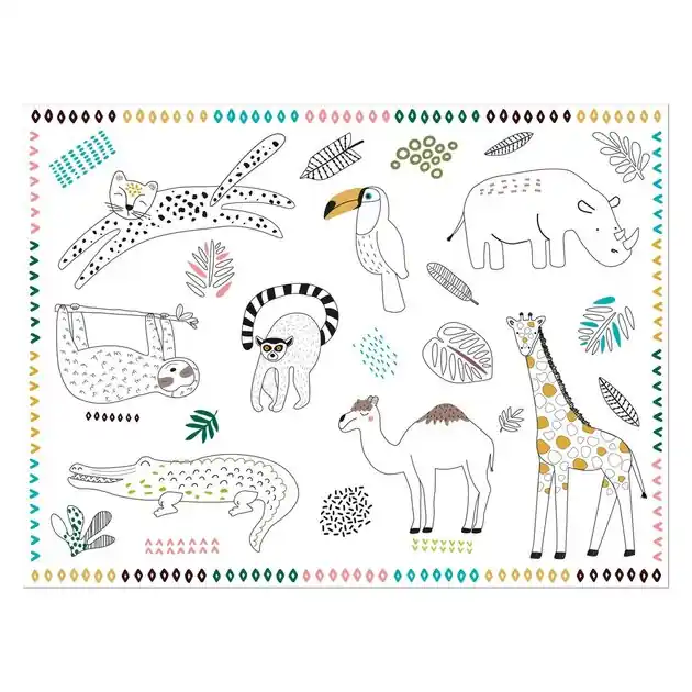Must-Have Inkleurbare Placemats Wilde Dieren 6st.