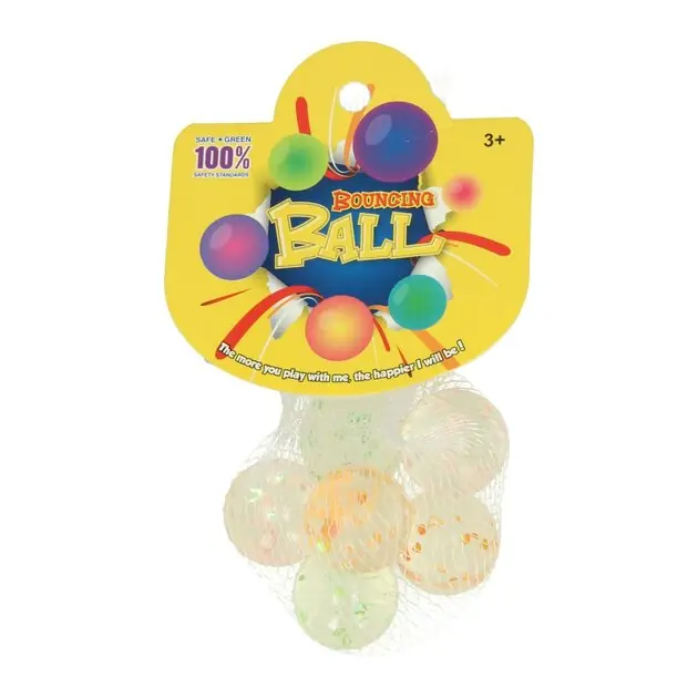 Stuiterballen Transparant Spikkel, 6st Speciale Aanbieding
