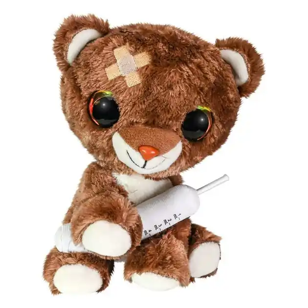 Beste Prijs Lumo Stars Knuffel Get Well - Bruine Beer met Spuit, 15cm