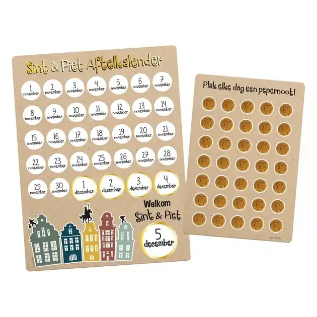 Sinterklaas Aftelkalender met Stickers Welkom Sint & Piet Bestel Nu