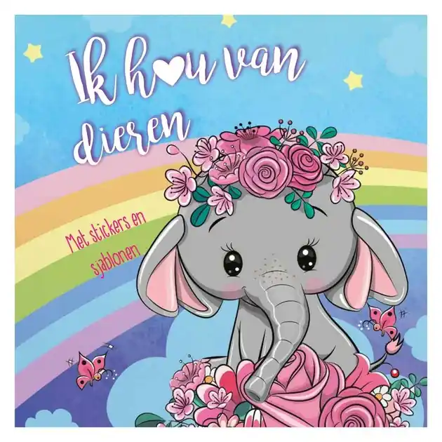 Sticker- en Sjablonenboek Ik hou van Dieren Voordeelprijs