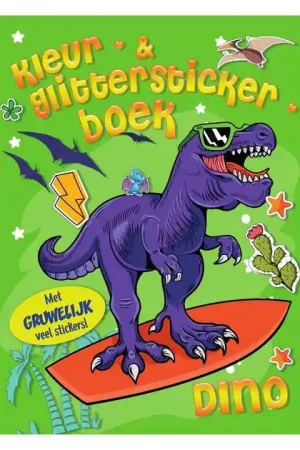 Kleur- & Glitter Stickerboek Dino Gecertificeerd