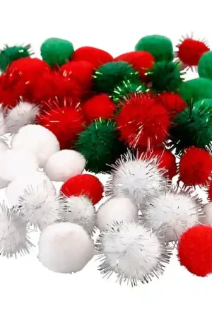 Pompoms Kerst, 48st. Gecertificeerd