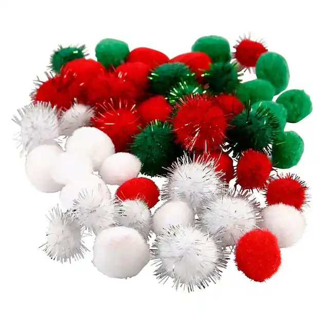 Pompoms Kerst, 48st. Gecertificeerd