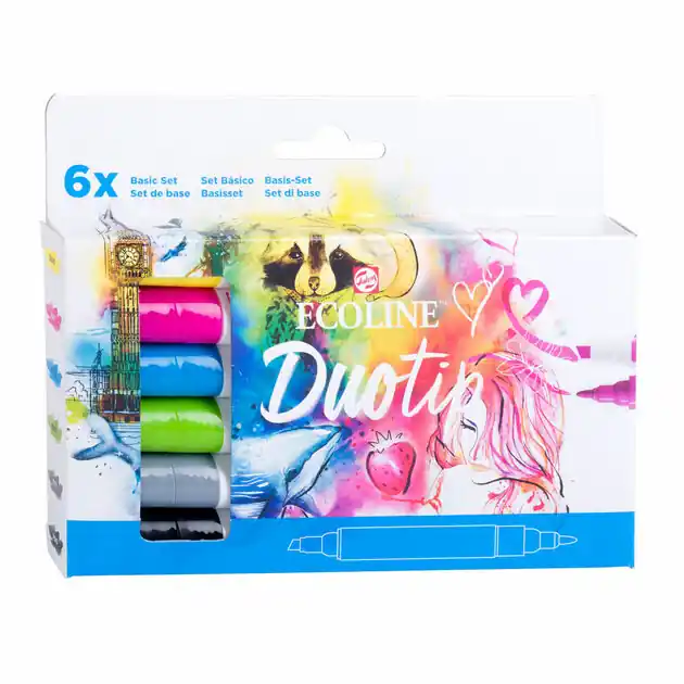 Voordeelprijs Ecoline Duotip Markers Basisset, 6dlg.