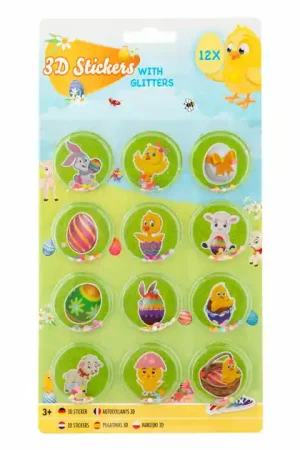 3D-Paasstickers met Glitter, 12st. Gratis Retour