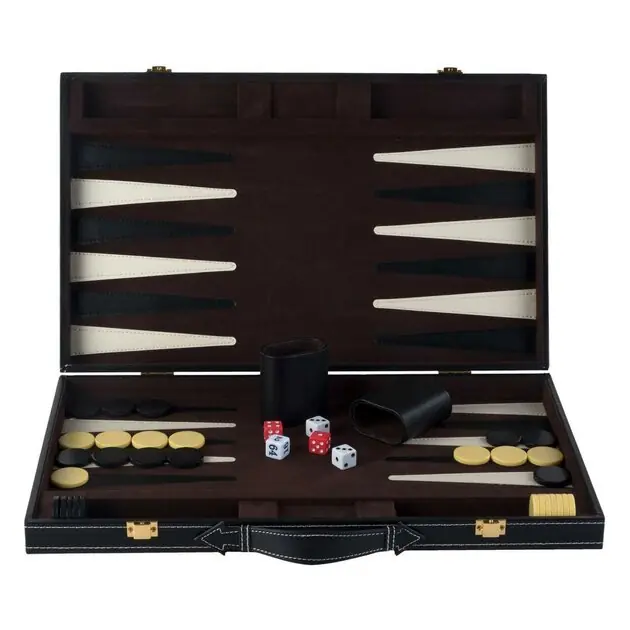 Premium Backgammon 18 Bruin en Ivoor Klassiek Bordspel