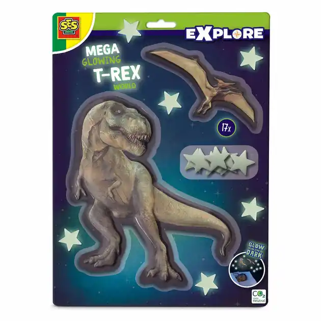 Gereduceerde Prijs SES Mega Glowing T-Rex World Muurstickers