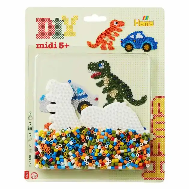 Gecertificeerd Hama Midi Strijkkralenset Dino, 1100st.