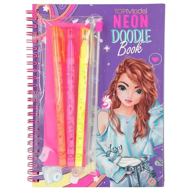 Aanbieding TOPModel Neon Doodle Kleurboek met Neon Stiften
