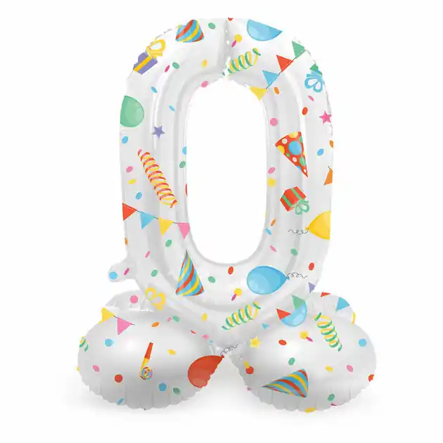 Staande Folieballon Joyful Party Cijfer 0 -72cm Beperkte Voorraad