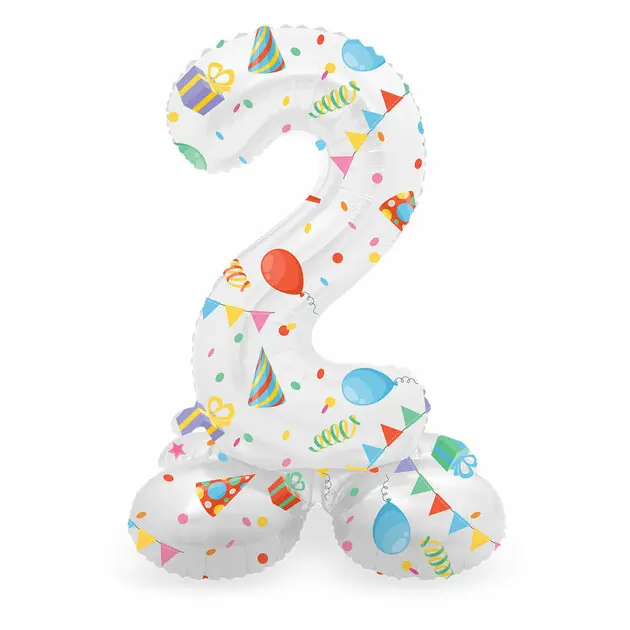Goedkoop Staande Folieballon Joyful Party Cijfer 2 -72cm