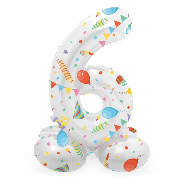 Laatste Versie Staande Folieballon Joyful Party Cijfer 6 -72cm