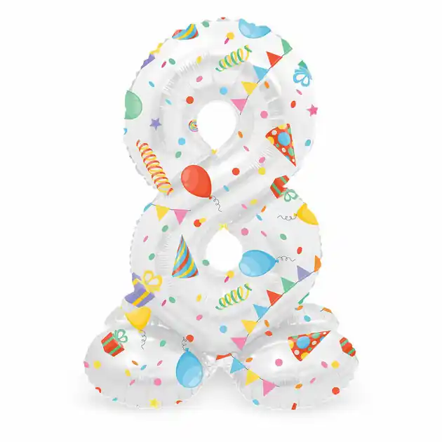 Staande Folieballon Joyful Party Cijfer 8 -72cm Beperkte Voorraad