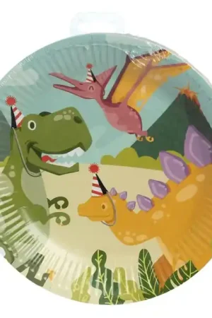 Direct Beschikbaar Papieren Bordjes Dino Party, 10st.