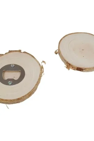 Weekendaanbieding Houten Onderzetter met Flessenopener Berkenhout