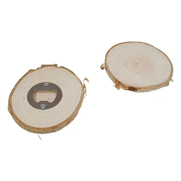 Weekendaanbieding Houten Onderzetter met Flessenopener Berkenhout