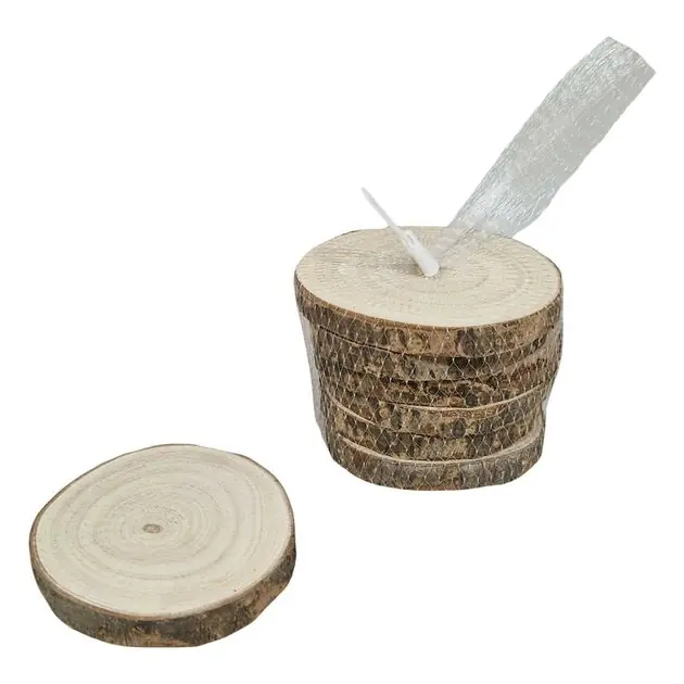 Must-Have Ronde Onderzetter met Schors Paulownia Hout 10cm, 6st.