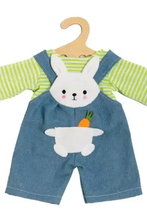 Weekendaanbieding Poppen Tuinbroek met Gestreept Shirt Bunny Lou, 35-45 cm