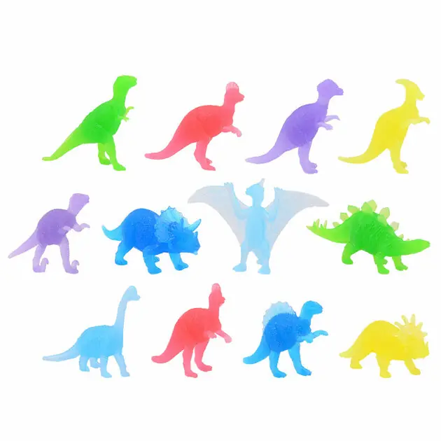 Glow in the Dark Gekleurde Dino Speelfiguren , 12st. Exclusieve Aanbieding