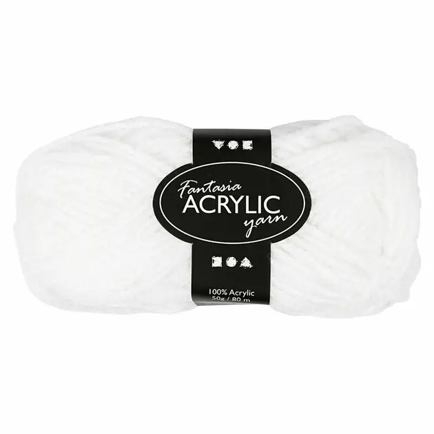 Acrylgaren, Wit, 50gr, 80m Laatste Kans